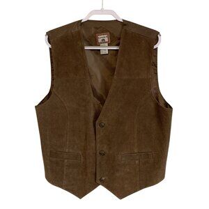 Company B Mens Brown Genuine Leather Suede Vest Casual Wear Large